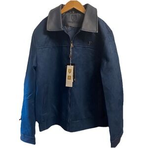 Ferarri F Collection Men's‎ Teal Blue Suede Coat Leather Luxury Jacket Sz. M NWT